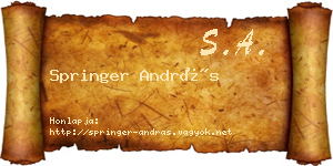 Springer András névjegykártya
